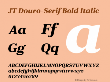 JTDouro-Serif-BoldItalic Version 1.000 | wf-rip DC20190520 Font Sample