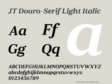 JTDouro-Serif-LightItalic Version 1.000 | wf-rip DC20190520 Font Sample