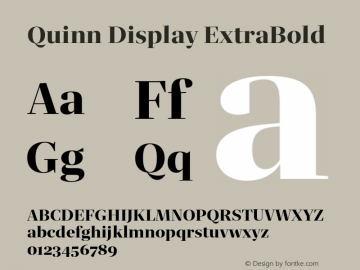 QuinnDisplay-ExtraBold Version 1.0 Font Sample