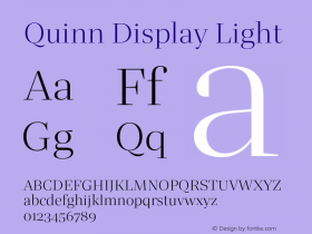 QuinnDisplay-Light Version 1.0 Font Sample