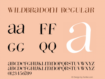 WildBradoni Regular 1.0 2003-05-16 Font Sample