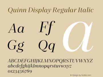 QuinnDisplay-RegularItalic Version 1.0图片样张