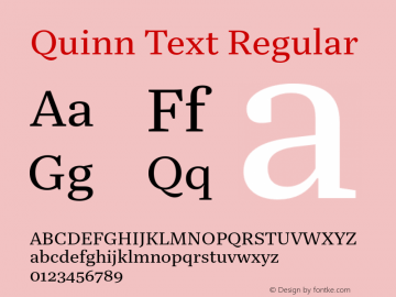 QuinnText-Regular Version 1.0 Font Sample