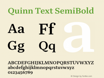 QuinnText-SemiBold Version 1.0 Font Sample