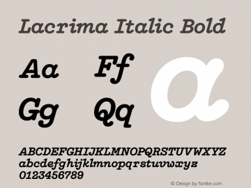 Lacrima Italic Bold Version 3.001 | wf-rip DC20190405 Font Sample
