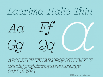 Lacrima Italic Thin Version 3.001 | wf-rip DC20190405 Font Sample