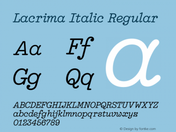 Lacrima Italic Regular Version 3.001 | wf-rip DC20190405 Font Sample