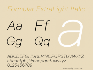 Formular-ExtraLightItalic Version 2.000 | wf-rip DC20190225 Font Sample