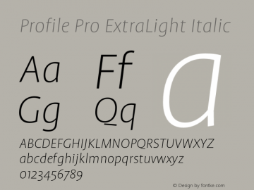 ProfilePro-ExtraLightIta Version 7.504 | wf-rip DC20181010 Font Sample