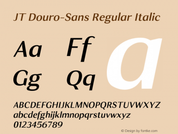 JTDouro-Sans-RegularItalic Version 1.000 | wf-rip DC20180420 Font Sample