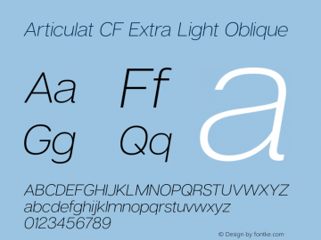 ArticulatCF-ExtraLightOblique Version 2.500 | wf-rip DC20180210 Font Sample