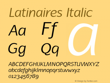 Latinaires Italic 1.00 Font Sample