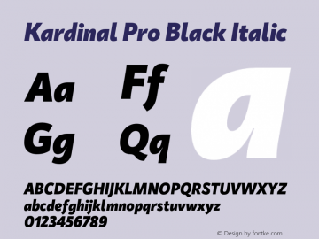 KardinalPro-BlackItalic Version 1.000 | wf-rip DC20180125 Font Sample