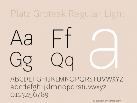 Platz Grotesk Regular Light Version 1.000;PS 001.000;hotconv 1.0.88;makeotf.lib2.5.64775图片样张