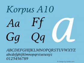 Korpus A10 Version 2.006;PS 002.006;hotconv 1.0.88;makeotf.lib2.5.64775图片样张
