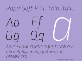 RopaSoftPTT-ThinItalic Version 1.001; build 0001图片样张