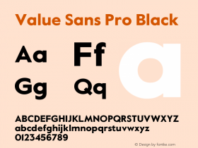 Value Sans Pro Black Version 2.003 Font Sample