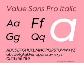 Value Sans Pro Italic Version 2.003图片样张