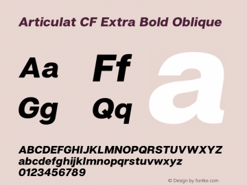 Articulat CF Extra Bold Oblique Version 2.600 | wf-rip DC20190115 Font Sample