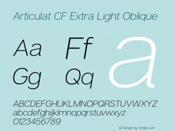 Articulat CF Extra Light Oblique Version 2.600 | wf-rip DC20190115 Font Sample