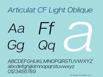 Articulat CF Light Oblique Version 2.600 | wf-rip DC20190115 Font Sample