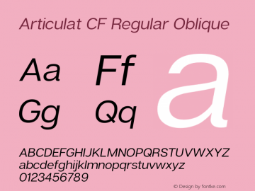Articulat CF Regular Oblique Version 2.600 | wf-rip DC20190115 Font Sample