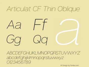 Articulat CF Thin Oblique Version 2.600 | wf-rip DC20190115 Font Sample