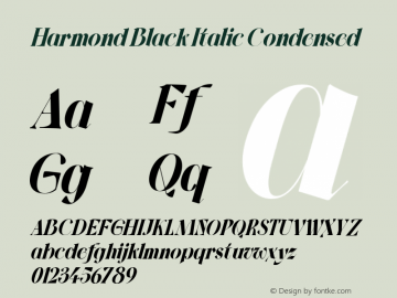 Harmond Black Italic Condensed Version 1.001;Fontself Maker 3.5.4 Font Sample