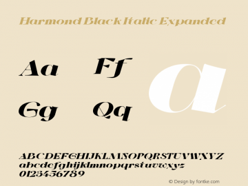 Harmond Black Italic Expanded Version 1.001;Fontself Maker 3.5.4 Font Sample