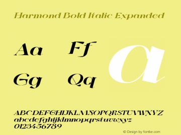 Harmond Bold Italic Expanded Version 1.001;Fontself Maker 3.5.4 Font Sample