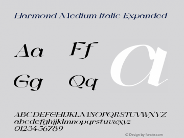 Harmond Medium Italic Expanded Version 1.001;Fontself Maker 3.5.4 Font Sample