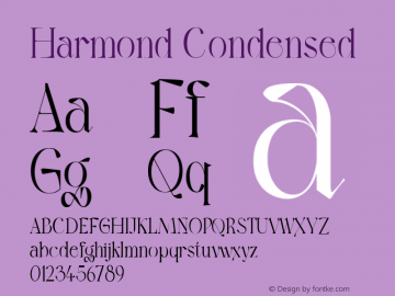 Harmond Condensed Version 1.001;Fontself Maker 3.5.4 Font Sample