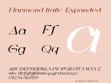 Harmond Italic Expanded Version 1.001;Fontself Maker 3.5.4图片样张