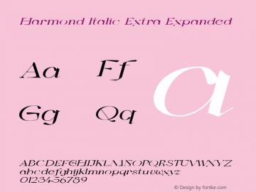 Harmond Italic Extra Expanded Version 1.001;Fontself Maker 3.5.4图片样张