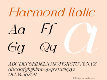 Harmond Italic Version 1.001;Fontself Maker 3.5.4 Font Sample