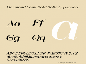 Harmond SemBd Ita Exp Version 1.001;Fontself Maker 3.5.4 Font Sample