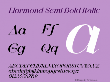 Harmond Semi Bold Italic Version 1.001;Fontself Maker 3.5.4 Font Sample