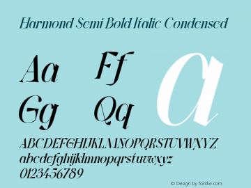 Harmond SemBd Ita Cond Version 1.001;Fontself Maker 3.5.4图片样张