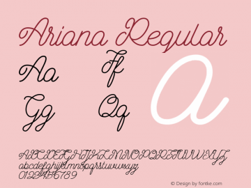 Ariana Regular Version 1.000 Font Sample