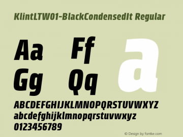 Klint LT W01 Black Condensed It Version 1.00 Font Sample