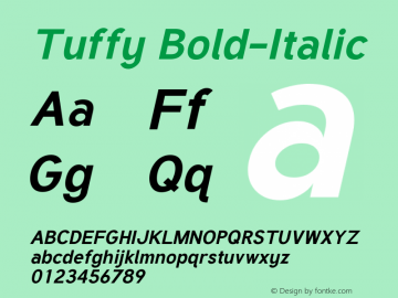 Tuffy Bold Italic Version 001.100 Font Sample