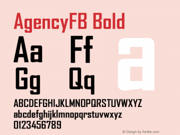 AgencyFB-Bold Version 1.000;PS 001.000;hotconv 1.0.38图片样张