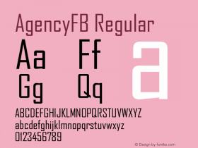 AgencyFB-Regular Version 1.000;PS 001.000;hotconv 1.0.38 Font Sample