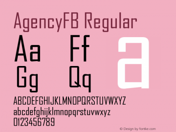 AgencyFB-Regular Version 1.000;PS 001.000;hotconv 1.0.38图片样张