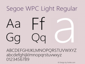 Segoe WPC Light Version 1.00 Build 100 Font Sample