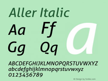 Aller Italic Version 1.00 Font Sample