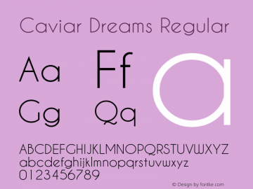 Caviar Dreams Regular Version 4.00 July 10, 2012 Font Sample