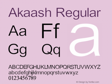 Akaash Regular Version 1.010 2006 Font Sample