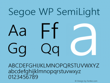 Segoe WP SemiLight Version 1.10 Font Sample