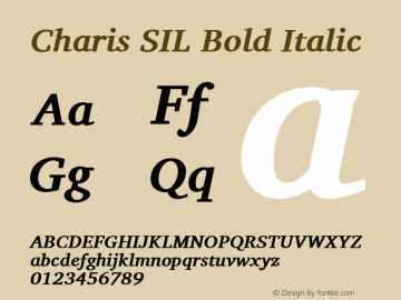 Charis SIL Bold Italic Version 4.104 Font Sample